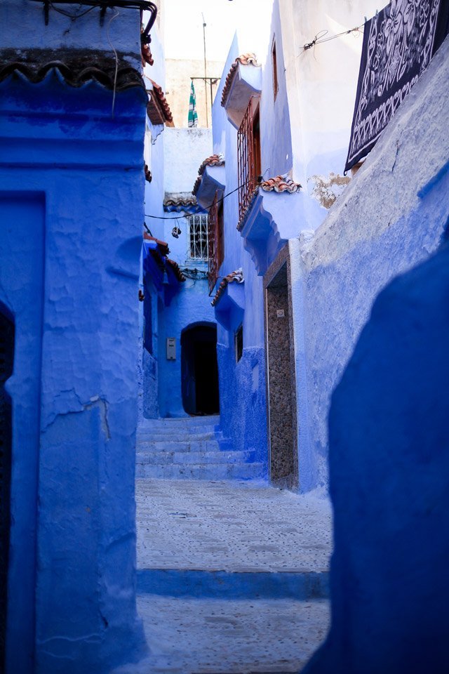 Pasadizos azules de Chefchaouén, Marruecos.